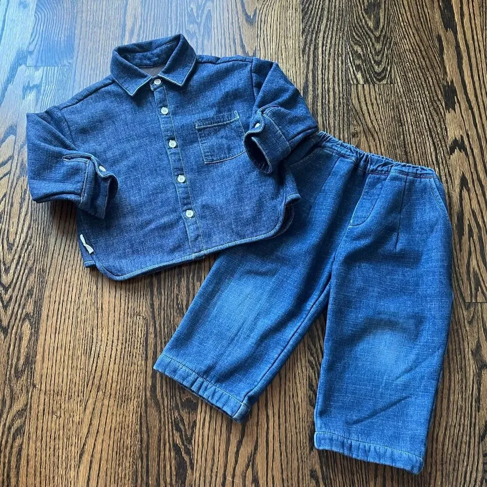 Kids Denim Set with Fleece Lining (90cm 2T)